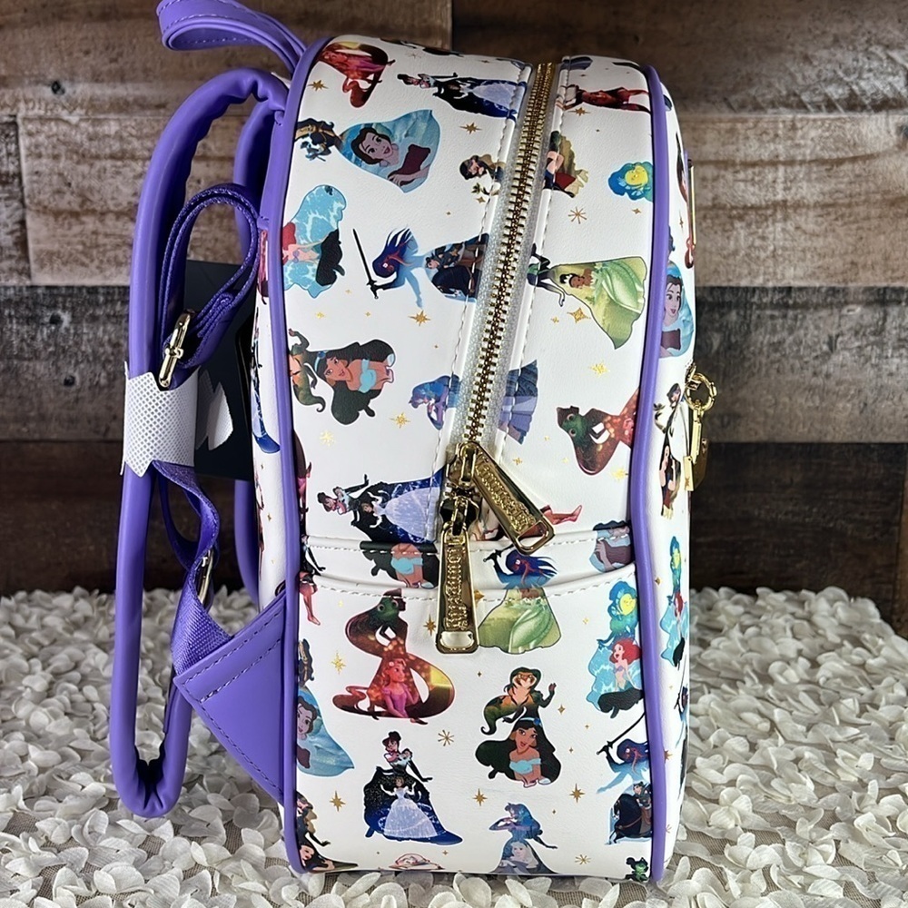 NWT DISNEY LOUNGEFLY Princess Dress Mini Backpack Purple Rare - Picture 6 of 8
